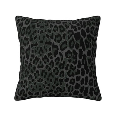 Seamless Black Leopard Print Pillow Cover Decorative Throw Pillowcase Soft Polyester Cushion Covers 16"x16"