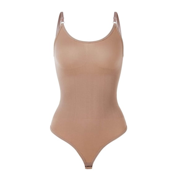 Seamless Body Bodysuit For Women Plus Size Lift Thong Adjustable Strap,Color:Khaki