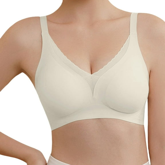 Seamless Bra, Audhol Womens Comfortable Bras Wireless Bras Bralettes Scalloped Mesh Bras Tshirts Bras Deep V Everyday Bras Everyday Bras White L