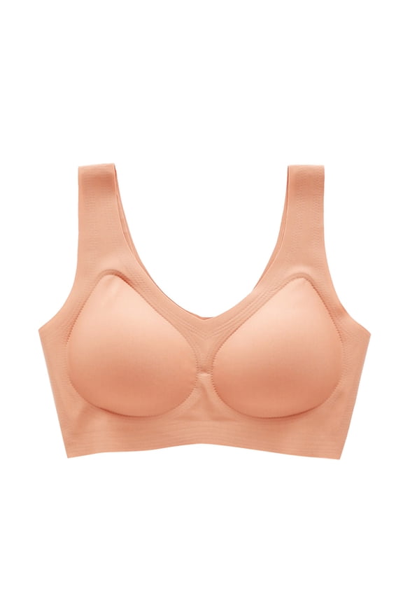 Seamless Bra Without Underwire Women's Bralette Padded Comfortable Non Wired T Shirt Bra Pull On Bra Crossback Comfortable Soft Bustier Womens Bras No Underwire Push up Sports Bras for Girls Padded