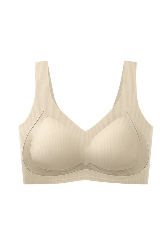 Seamless Bra Women's Without Underwire – Powerful Push Up Large Breasts Strong Hold V-Neck Non-Wired Bras for Women Comfortable Sleep Bras Adjustable Sports Bras Women