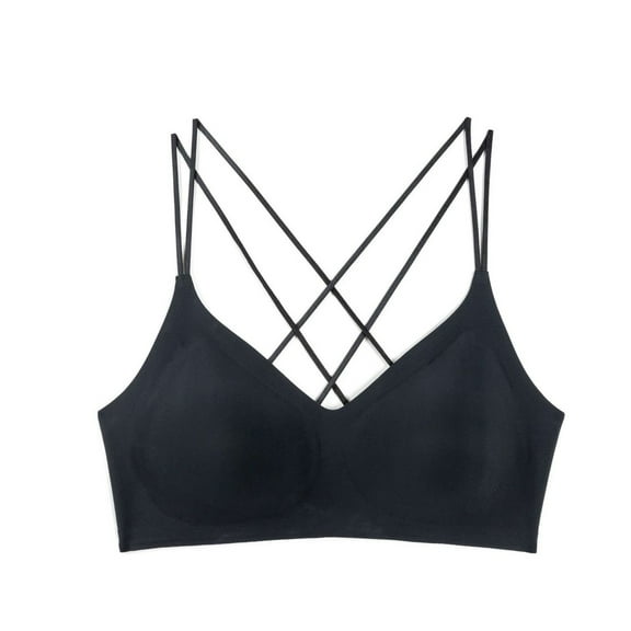 Seamless Bra for Women Wireless Bralette Comfortable Pull On T Shirt Bra Soft Padded Bustier Crossback Support Everyday Wear