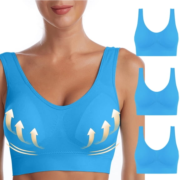 Seamless Bralettes for Women 3 Pack Soft Breathable Full-Figure High Support Comfy Everyday Bras