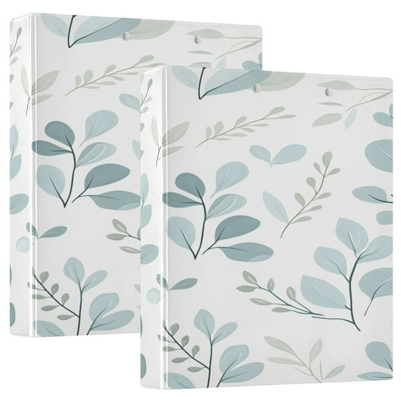 Seamless Branch Pattern 12.4x10.6in PVC Round Ring Binder, D-Ring 3-Hole, Metal Clip, 200 Sheets