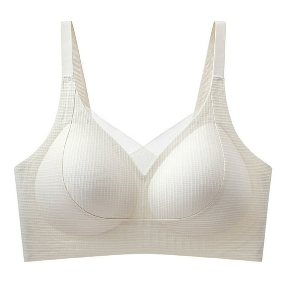 Seamless Bras For Women Mesh Patchwork Push Up Supportive Bralettes Comfortable Breathable Adjustable Bras (XL, White)