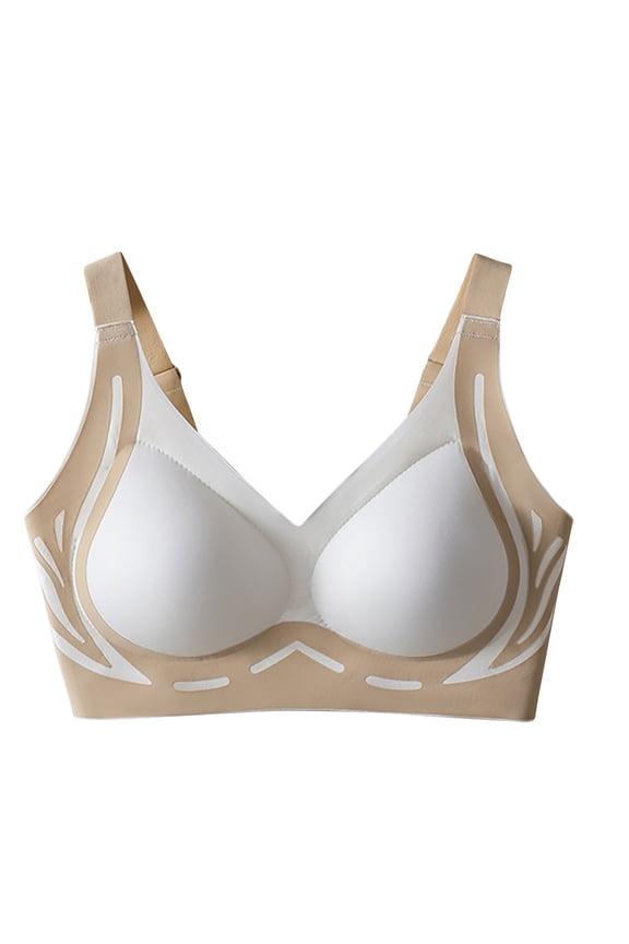 Seamless Bras For Women No Underwire Color Block Padded Bralettes Push Up Supportive Comfortable Breathable Bras (XL, White)