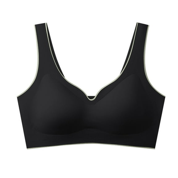 Seamless Bras Jelly Strip Lift Support Wireless Full Coverage Push Upultra-Comfort Sleep T-Shirt Busty Everyday Bralette,Black,34 C