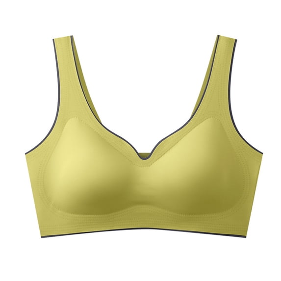 Seamless Bras Jelly Strip Lift Support Wireless Full Coverage Push Upultra-Comfort Sleep T-Shirt Busty Everyday Bralette,Green,36 C