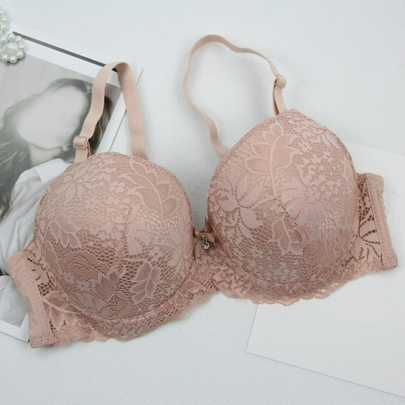 Seamless Bras For Women Lace Bralettes For Women Push Up Bra Sexy Lace Cleavage Extra Padded Plunge Bra Underwire Full Coverage Bras Seamless Tshirt Everyday Bras Beige,110E