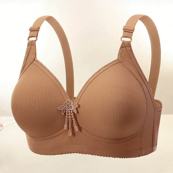 Seamless Bras Women Soft Jelly Push Up Wireless Bra Supportive Non Steel Hoop Gathered Middle Button Breastfeeding Breathable Elastic Underwear Daily Bra