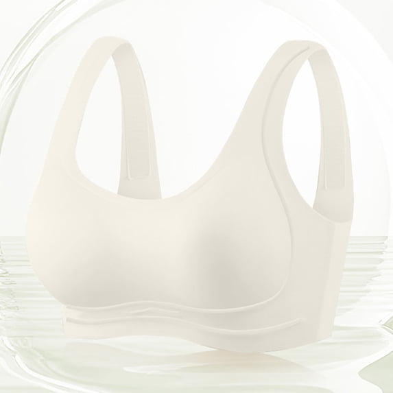 Seamless Bras for Women Soft Wireless Support Bra Comfortable No Underwire Full Cover Pull on Push up Underwear Bralette Ladies Wireless Padded Bra White M