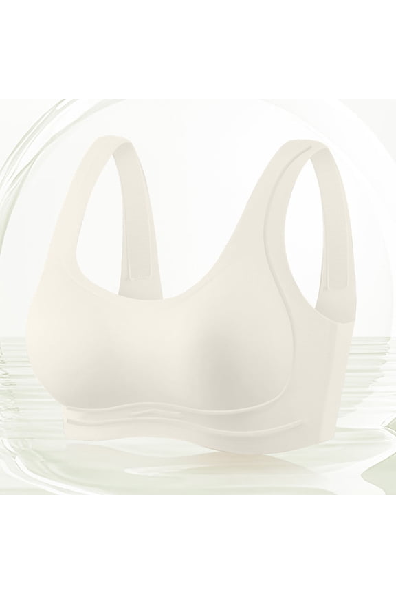 Seamless Bras for Women Soft Wireless Support Bra Comfortable No Underwire Full Cover Pull on Push up Underwear Bralette Ladies Wireless Padded Bra White M