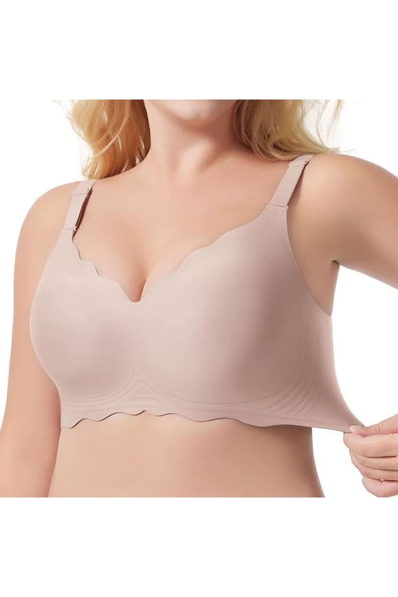 Seamless Bras For Women No Underwire Supportive Wireless Push Up Support Full Coverage Bralettes Comfort Scalloped T-Shirt Bra Everyday Sports Bras Pink,S