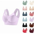 thumbnail image 1 of Seamless Bras for Older Women Wireless Supportive Bra Comfortable No Underwire Full Coverage Push Up Bra Plus Size Light Purple 3X-Large, 1 of 5