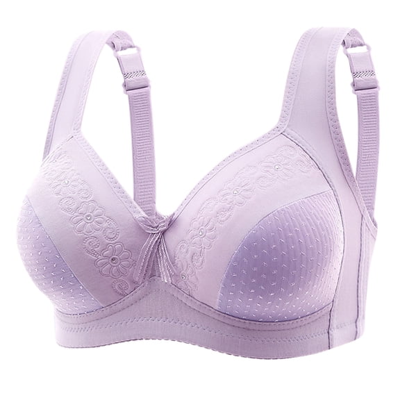 Seamless Bras for Women 2025 New Ladies' Adjustable Lace Gathering without Steel Ring Comfortable Upper Breast No Sponge Underwear Purple L
