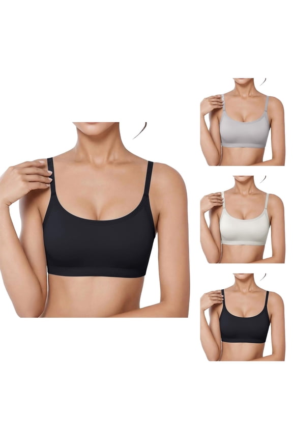 Seamless Bras for Women Adjustable Strap Cross Back Padded Full Coverage Bra Everyday Bra