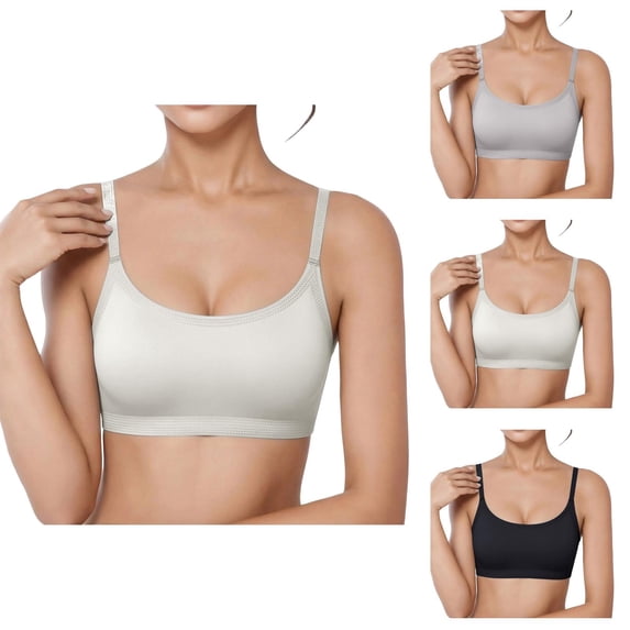 Seamless Bras for Women Adjustable Strap Cross Back Padded Full Coverage Bra Everyday Bra