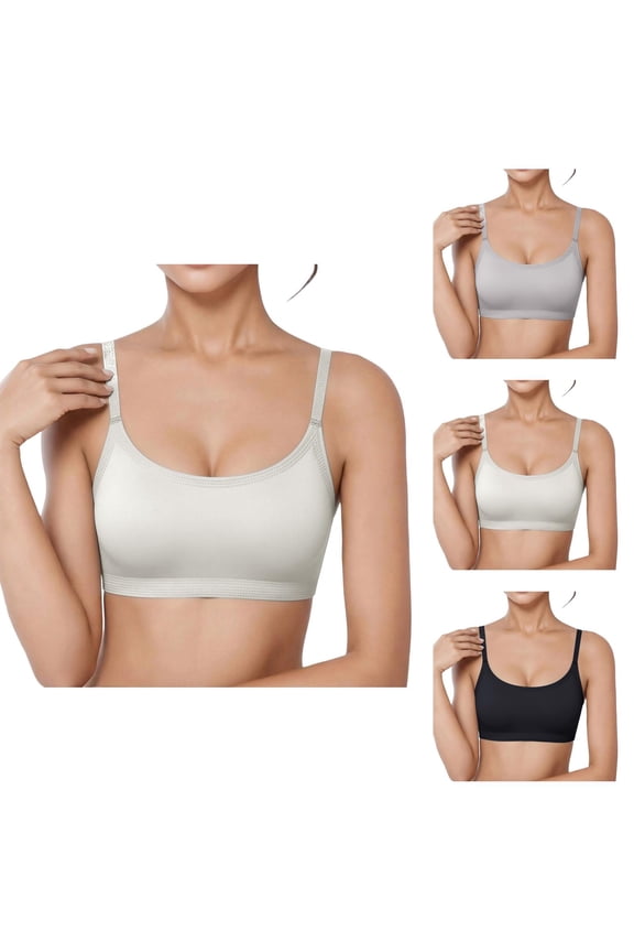 Seamless Bras for Women Adjustable Strap Cross Back Padded Full Coverage Bra Everyday Bra