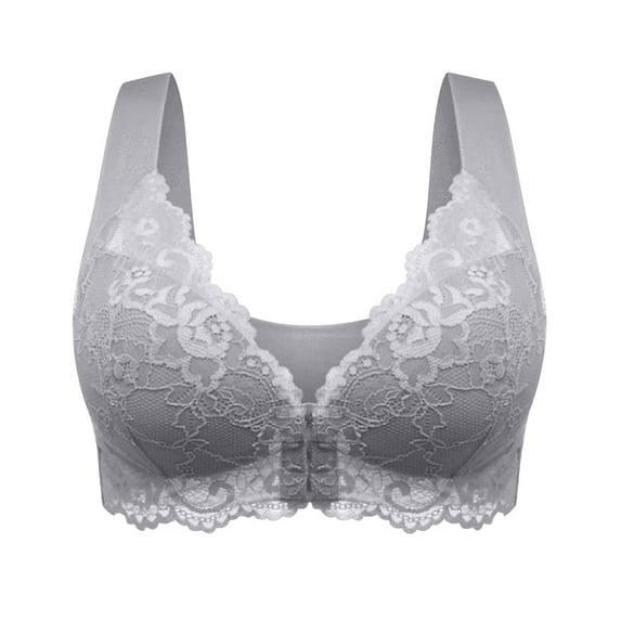 Seamless Bras for Women Convenient Front Closure No Underwire Bras Lace Breathable Push Up Bras Comfort Bra, XXL
