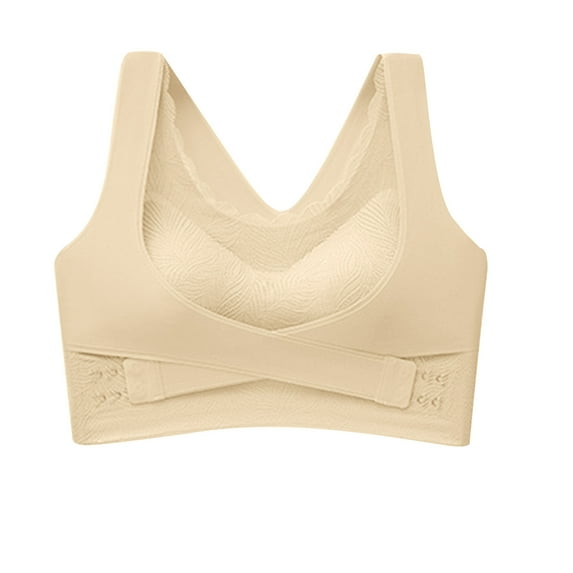 Seamless Bras for Women Lace Layer Trim Comfy Knitted Workout Yoga Tank Bras Full Coverage Push up Wireless Bralette with Pad