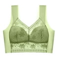 thumbnail image 1 of Seamless Bras for Women No Rims Wide Shoulder Strap Plus Size Lace Mesh Underwear Full Coverage Push up Bralettes (L, Green), 1 of 5
