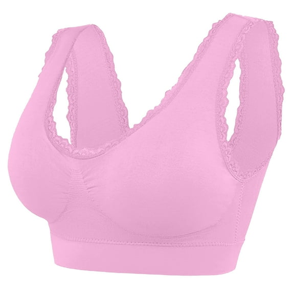 Seamless Bras for Women No Underwire Bra Feature V-Neck No Underwire Bra Style W-454 Pinks M
