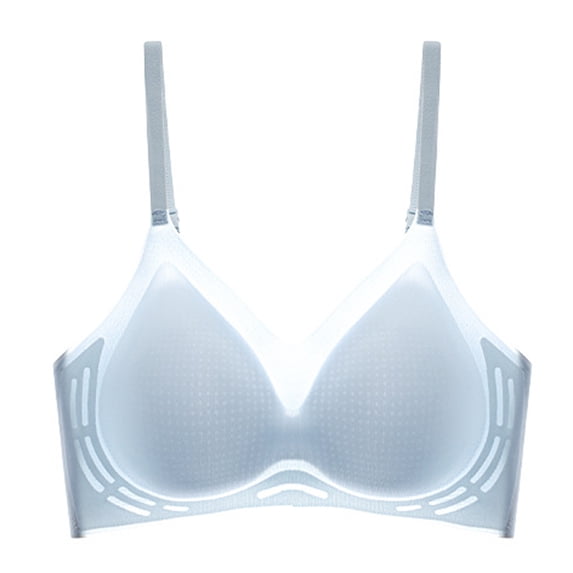 Seamless Bras for Women No Underwire Push Up Soft Wireless Lightly Lined Comfort Bra with Adjustable Straps (XL, Blue)