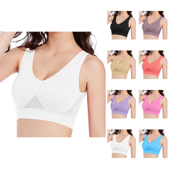 Seamless Bras for Women Openwork Sports Bra Mesh Back Breathable Everyday Bras