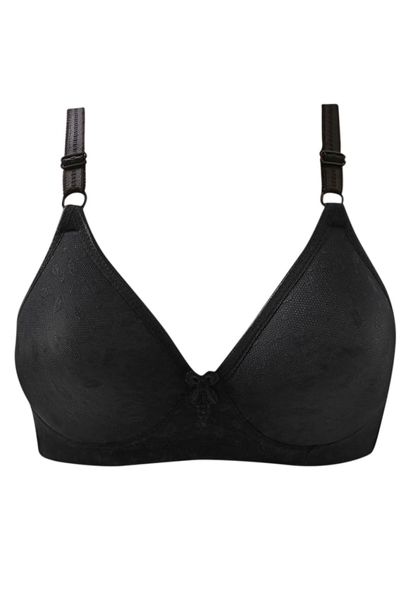 Seamless Bras for Women Pullover Bra Feature V-Neck T-Shirt Bra Style W-1135 Black S