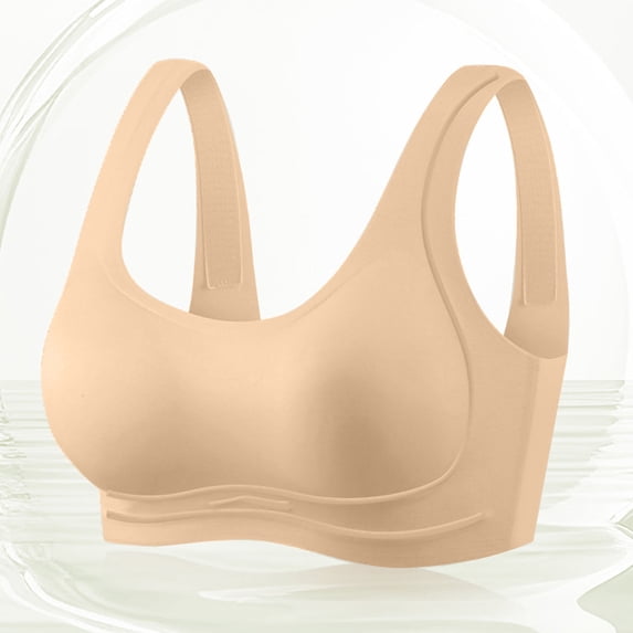 Seamless Bras for Women Soft Wireless Support Bra Comfortable No Underwire Full Cover Pull on Push up Underwear Bralette Beige XXL