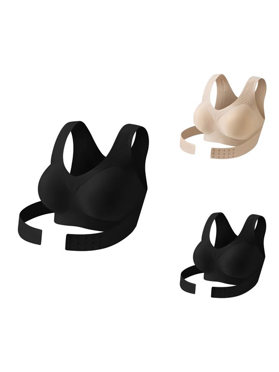 Seamless Breathable Shaping Corrective Support Bra, Posture Corrector with Front Closure, Full Coverage Seamless Push-Up Back Support
