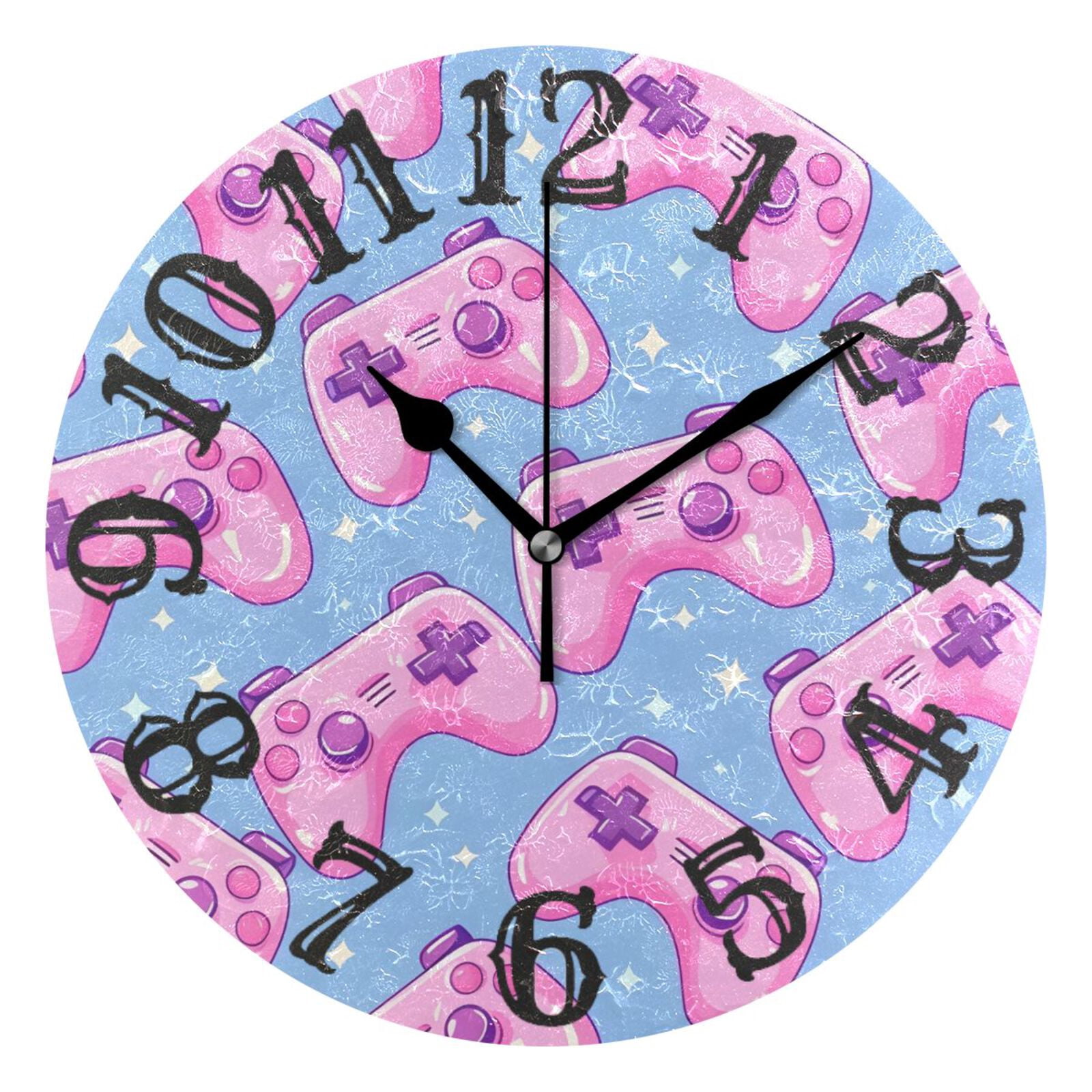 Seamless Bright Pattern with Pink Joysticks 10 inch Wall Clocks Non ...