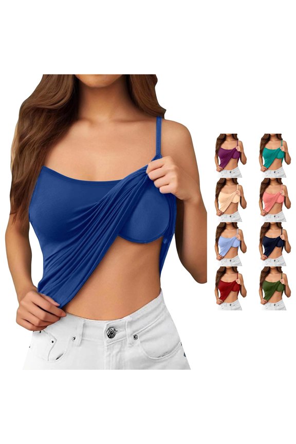 Seamless Built-In Bra for Everyday Comfort Sleeveless Tank Top with Light Support Smooth Back Design Versatile Wear