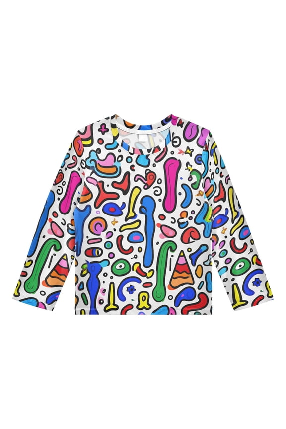 Seamless Cartoon Pattern Boys' Rash Guard Shirts UPF 50 Plus Sun Protection Short Sleeve Swim Tees 9-10T