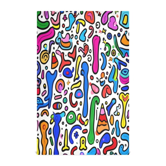 Seamless Cartoon Pattern Decorative Waffle Towel Kitchen Dishcloth 28x18in Multi-Use Tea Towel