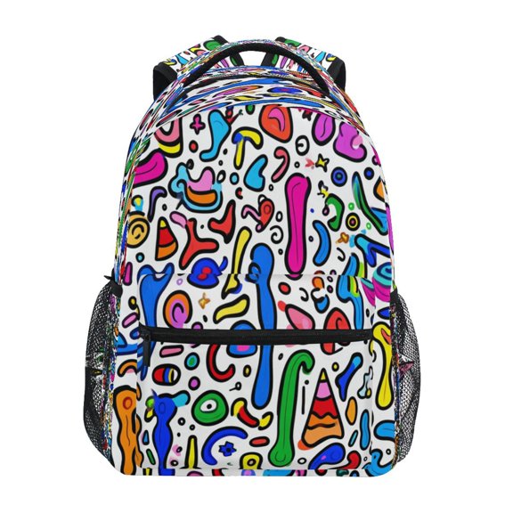 Seamless Cartoon Pattern Stylish Large Backpack 15L Self-Standing Durable Twill for School, Office and Travel Use