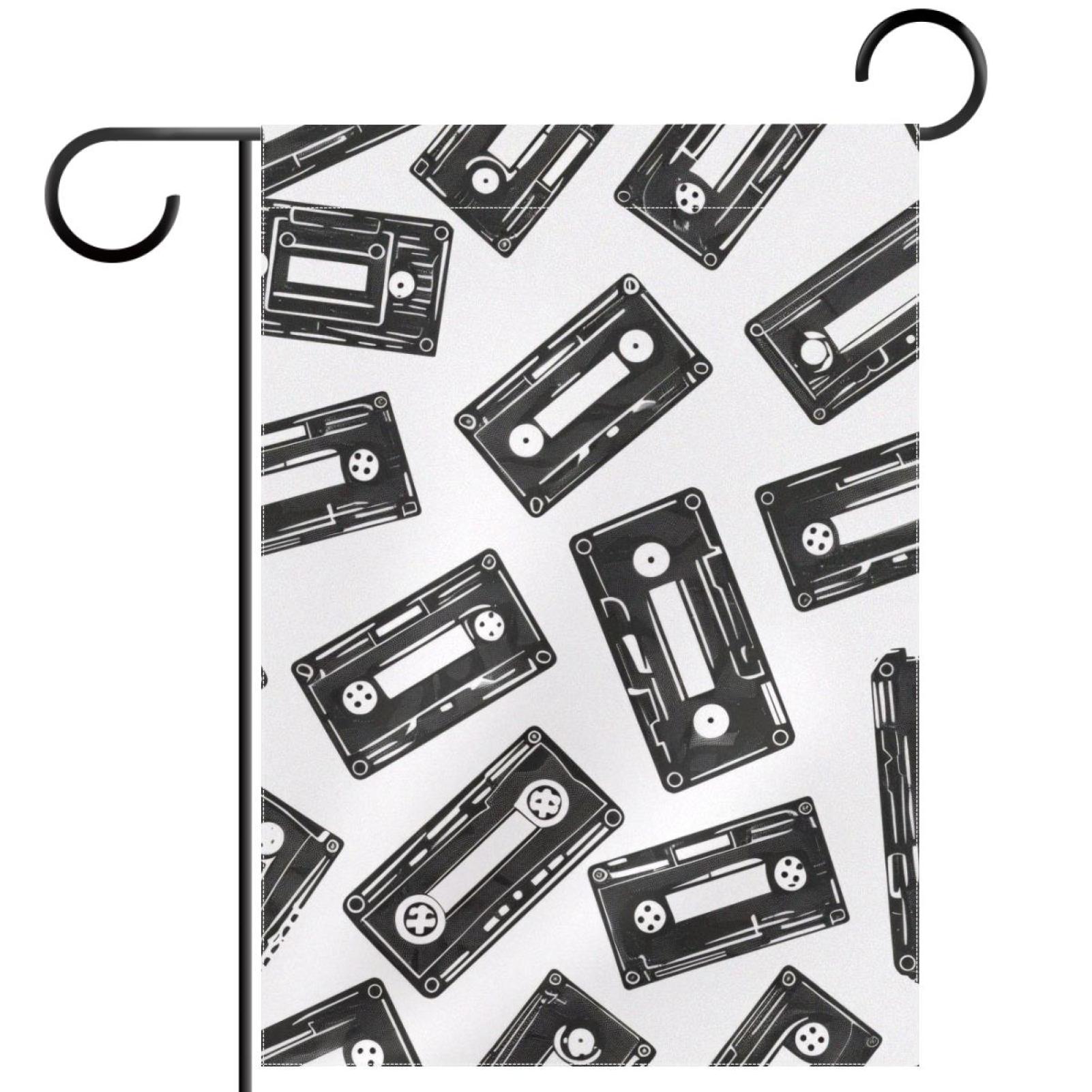 Seamless Cassette Tape Double Sided Garden Flag Decorative Weather Resistant Yard Flag, Large DIY Vertical Flag for Farmhouse Patio Lawn, 28x40 Inch