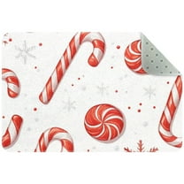 Seamless Christmas Candy Canes and Snowflakes Small Area Rug, Non-Slip Door Mat Indoor Floor Mat, Washable Kitchen Rug Entrance DMat for Bedroom Living Room