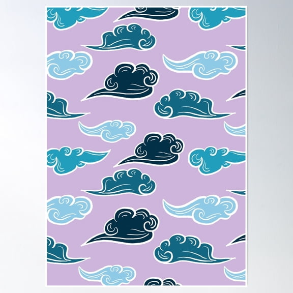 Seamless Clouds On Purple Poster Wall Art, Modern Wall Decor, 8x12 UNFRAMED
