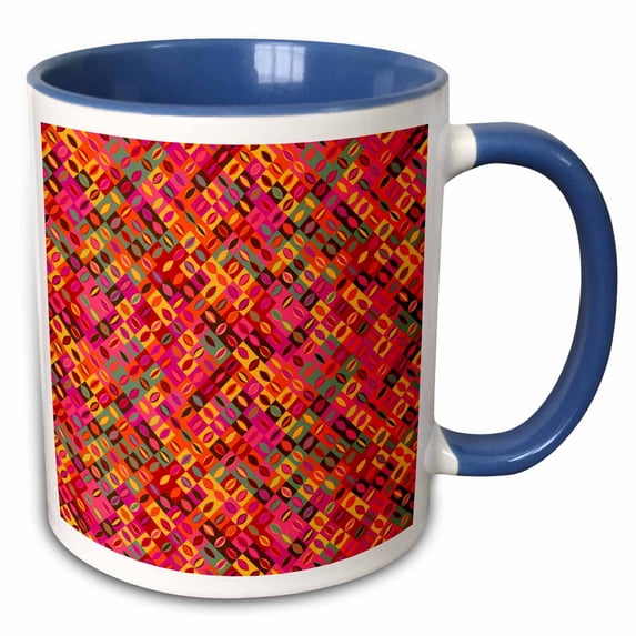 3drose, Seamless Colorful Abstract Diagonal Mosaic Pattern Background, 15oz Two-tone Blue Mug