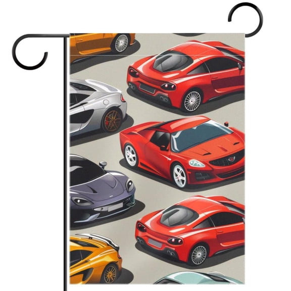 Seamless Colorful Cars Pattern Garden Flag Double Sided House Flag for Outdoor Home, Personalized All Year Round Yard Decor 12 x 18 Inch