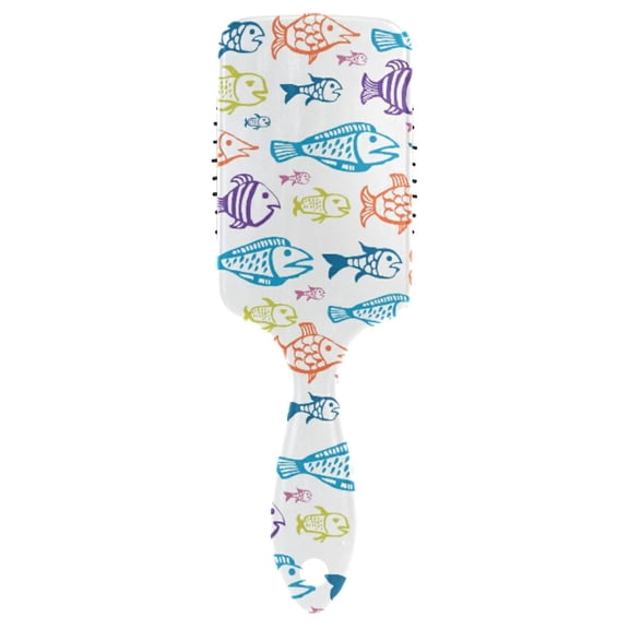Seamless Colorful Hand-drawn Fishes on a White Background Air Cushion Comb Hairbrush Prevent static Snag Tangle for Women Ladies Detaining Separating Shaping Wavy Curly Straight Hair