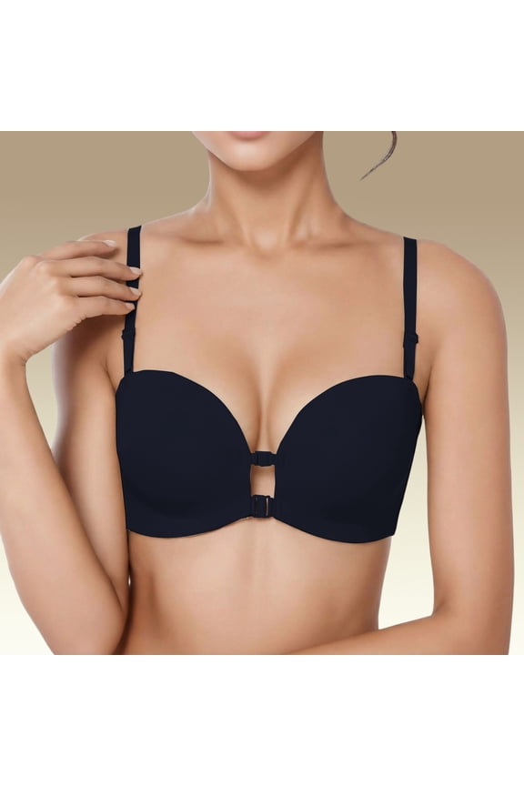 Seamless Comfort Bra Push Up Non Padded Wirefree Bralette T Shirt Bras Light Support Smooth Coverage Daily Casual, L, Black