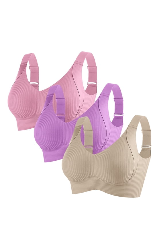 Seamless Comfort Jelly Bras for Women - No Underwire Supportive Wireless Push Up Full Coverage Scalloped T-Shirt Bra