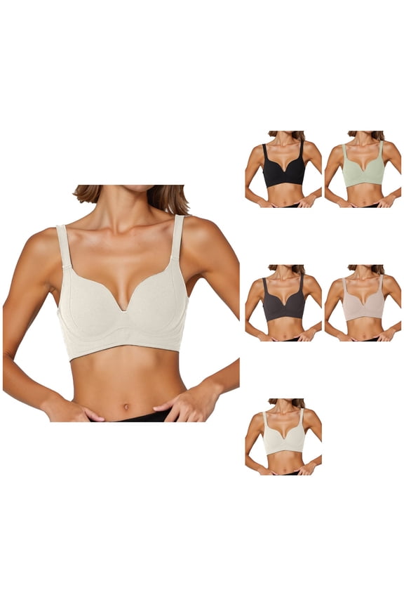 Seamless Comfort Wireless T-Shirt Bra with Side Support, Lift & Full Coverage – Soft, Thin, Smooth, Adjustable Straps, V-Neck, No Underwire for Everyday Wear