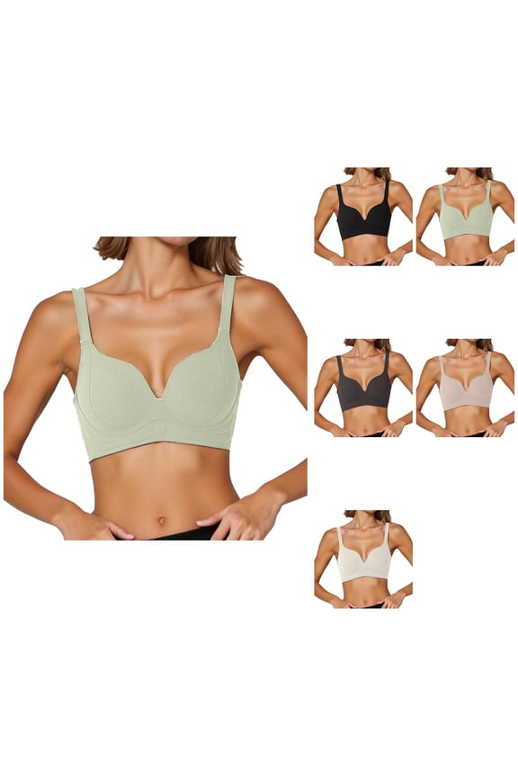 Seamless Comfort Wireless T-Shirt Bra with Side Support, Lift & Full Coverage – Soft, Thin, Smooth, Adjustable Straps, V-Neck, No Underwire for Everyday Wear