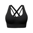 thumbnail image 1 of Seamless Comfy Bra Women's Sports Bras, Solid Color Seamless Longline Workout Brassiere Crossback Yoga Running Cropped Tank Tops Black L, 1 of 4