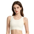 thumbnail image 1 of Seamless Compression Yoga Bra for Daily Casual Wear with Flat Shaping and Maximum Coverage Racerback Wireless Bust Support for Fitness and Workouts, XL, White, 1 of 3