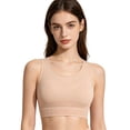 thumbnail image 1 of Seamless Compression Yoga Bra for Daily Casual Wear with Flat Shaping and Maximum Coverage Racerback Wireless Bust Support for Fitness and Workouts, XXL, Khaki, 1 of 6