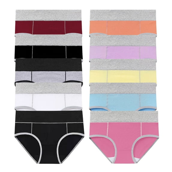 Seamless Cotton Panties for Women 10 Pack Multicolor Plus Size Everyday Panties Comfort Breathable High Waist Underpants